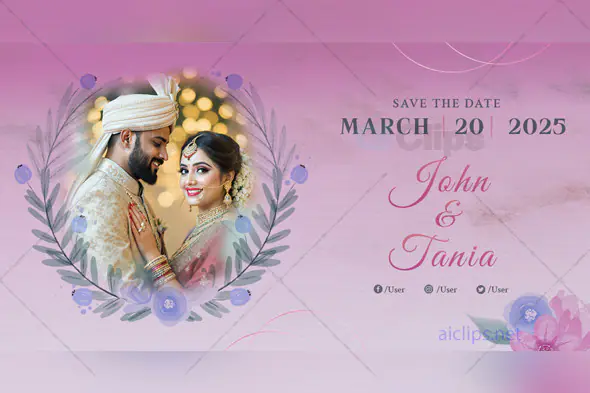 Floral Wedding Save-the-Date PSD Template