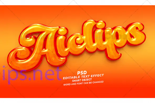 Glossy Orange Bubble Text Effect PSD