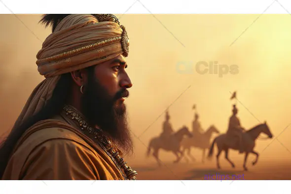 Warrior King Leading His Cavalry at Sunset