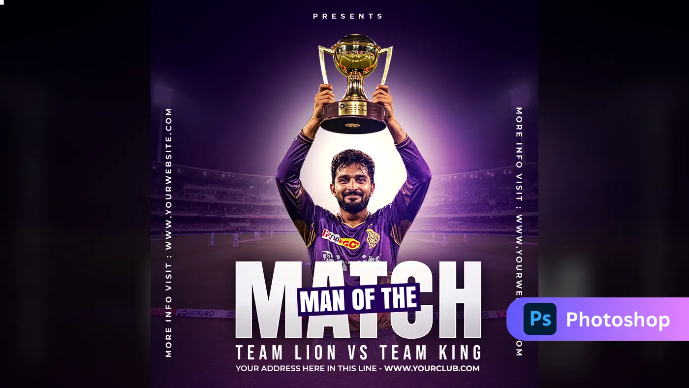 Team Lion vs Team King Photoshop PSD Template – Modern Sports Design