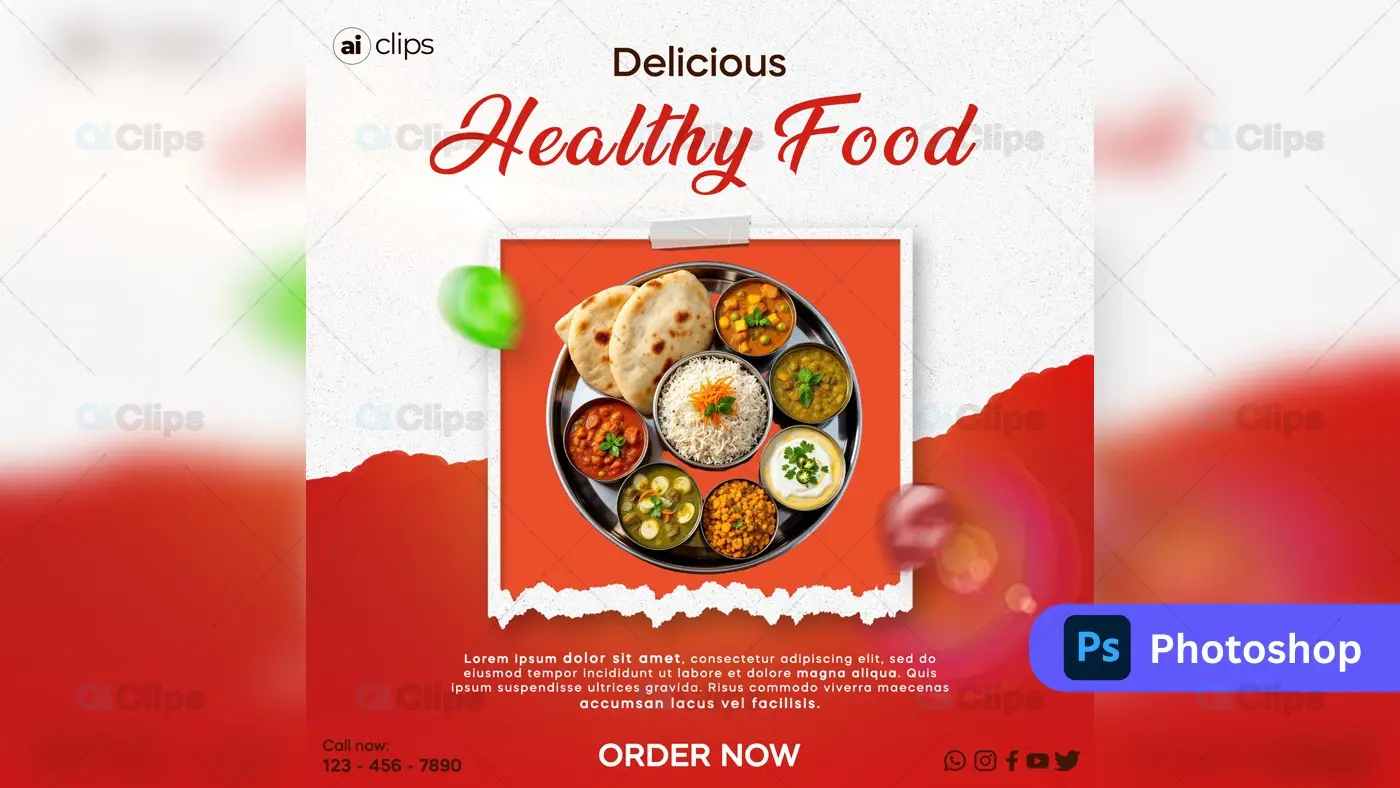 Healthy Food Restaurant Promo PSD Template