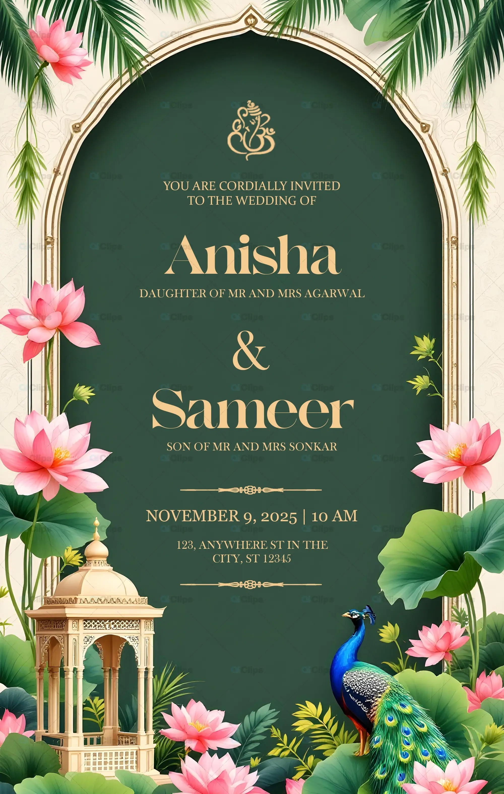 beautiful indian Wedding Invitation PSD Template