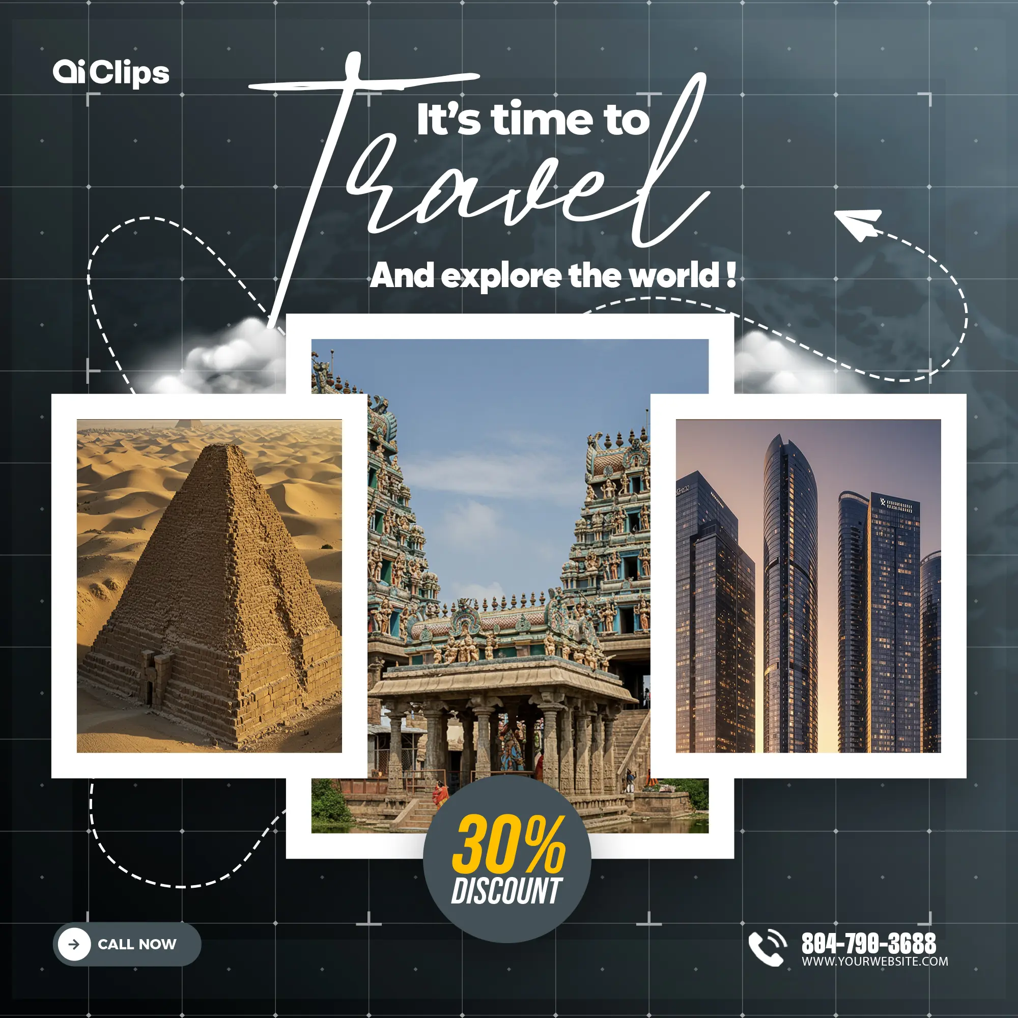 Travel-themed Photoshop Template with Discount Offer
