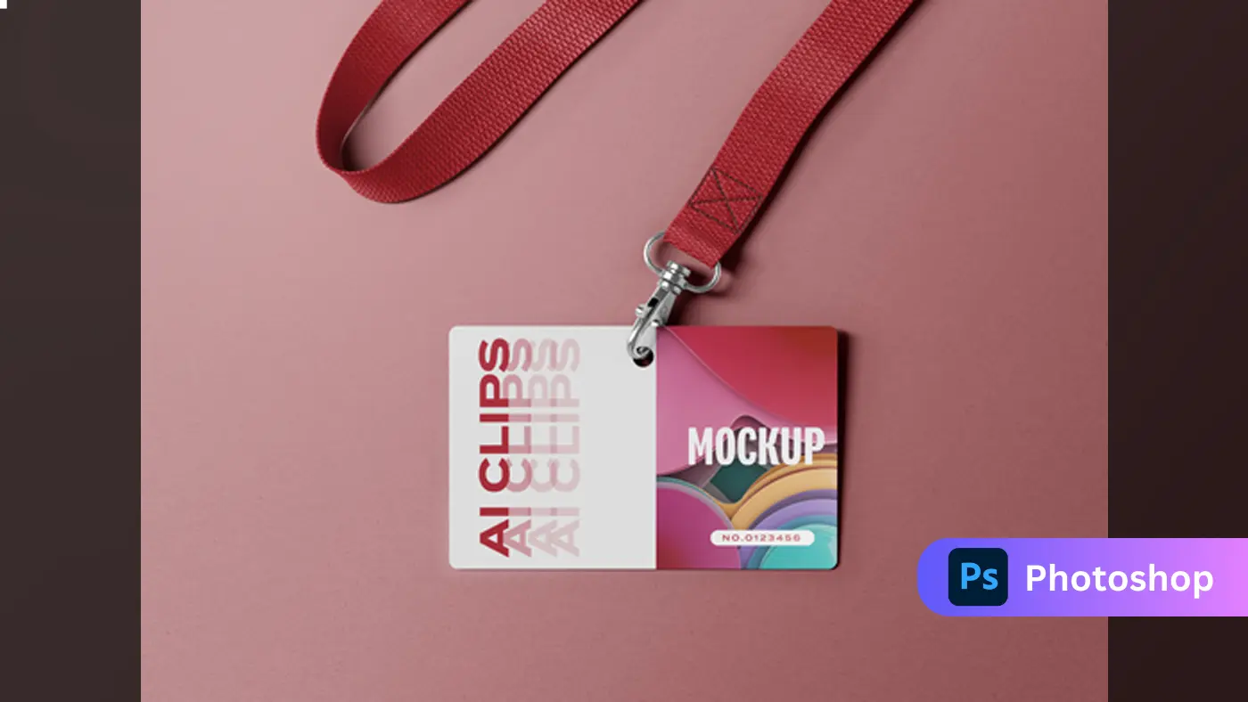 ID Card Mockup with Red Lanyard