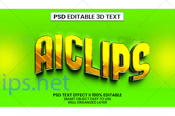 Vibrant Gold 3D Text Effect PSD