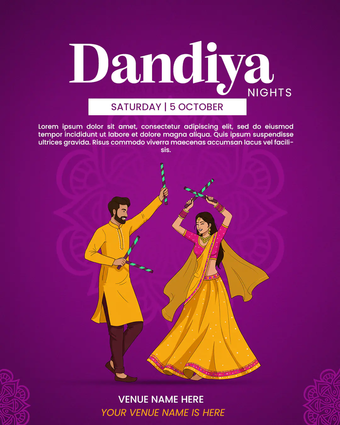 Vibrant Dandiya Nights Event Flyer Template