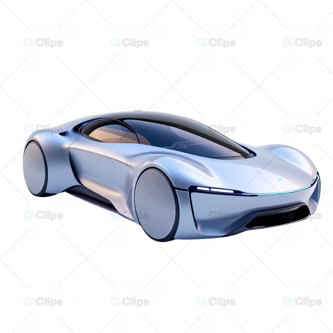 Sleek Futuristic Blue Electric Car - 3D Model