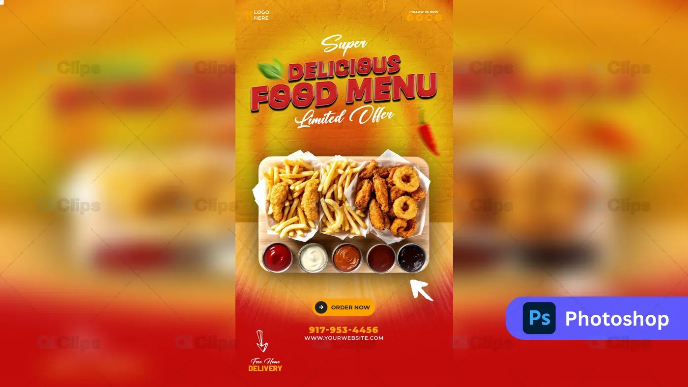 Fast Food Promotional Menu PSD Template
