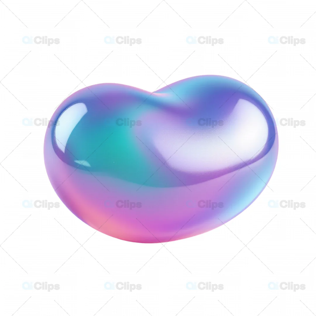Iridescent Heart-Shaped 3D Blob Model