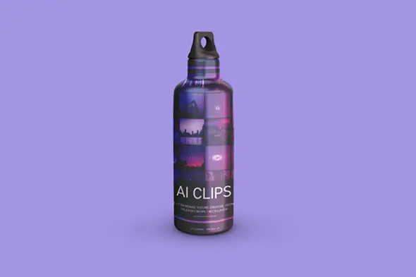 Water Bottle Mockup with Futuristic Theme