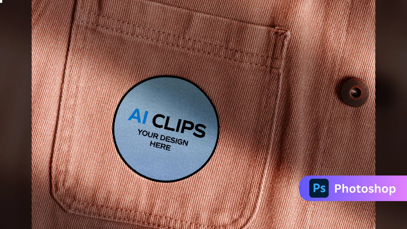 Fabric Logo Patch Mockup Round Label on Shirt Pocket