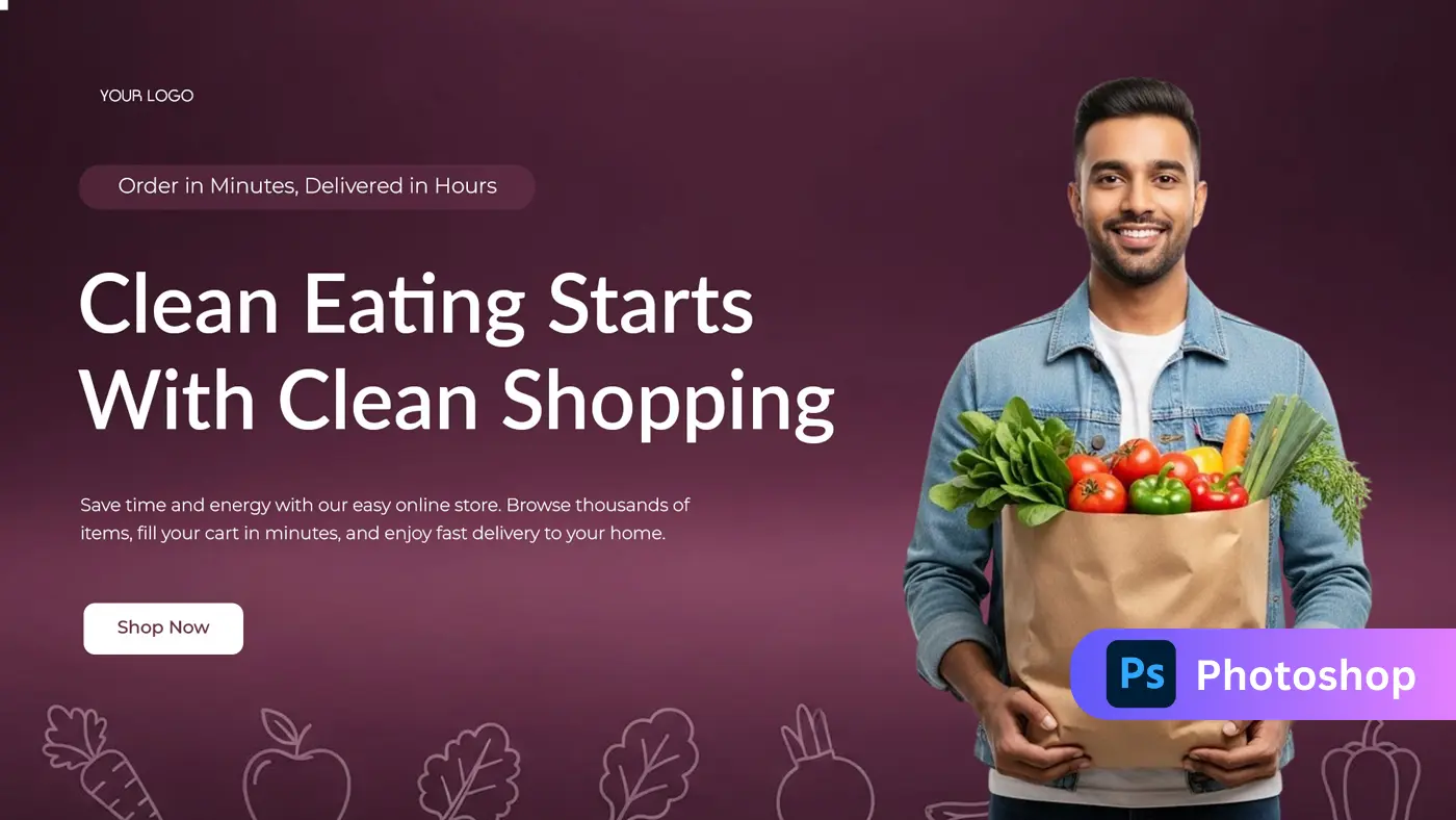 Online Grocery Delivery Ad Template