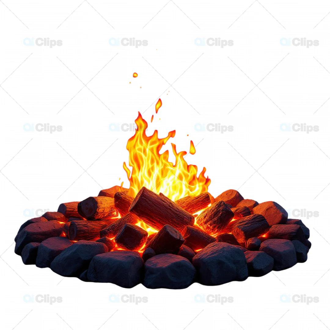 Realistic Campfire with Glowing Flames 3D Model