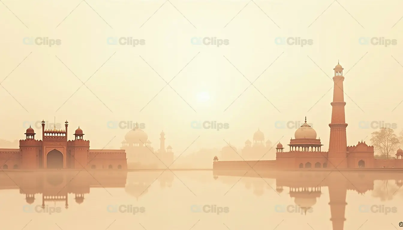Serene Sunrise Over Historical Monument Reflection