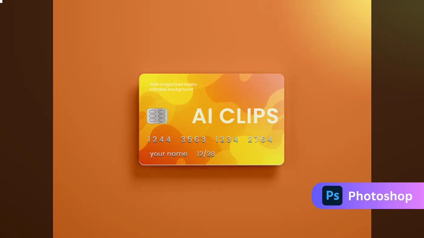 Modern Credit Card Mockup in Orange Tone