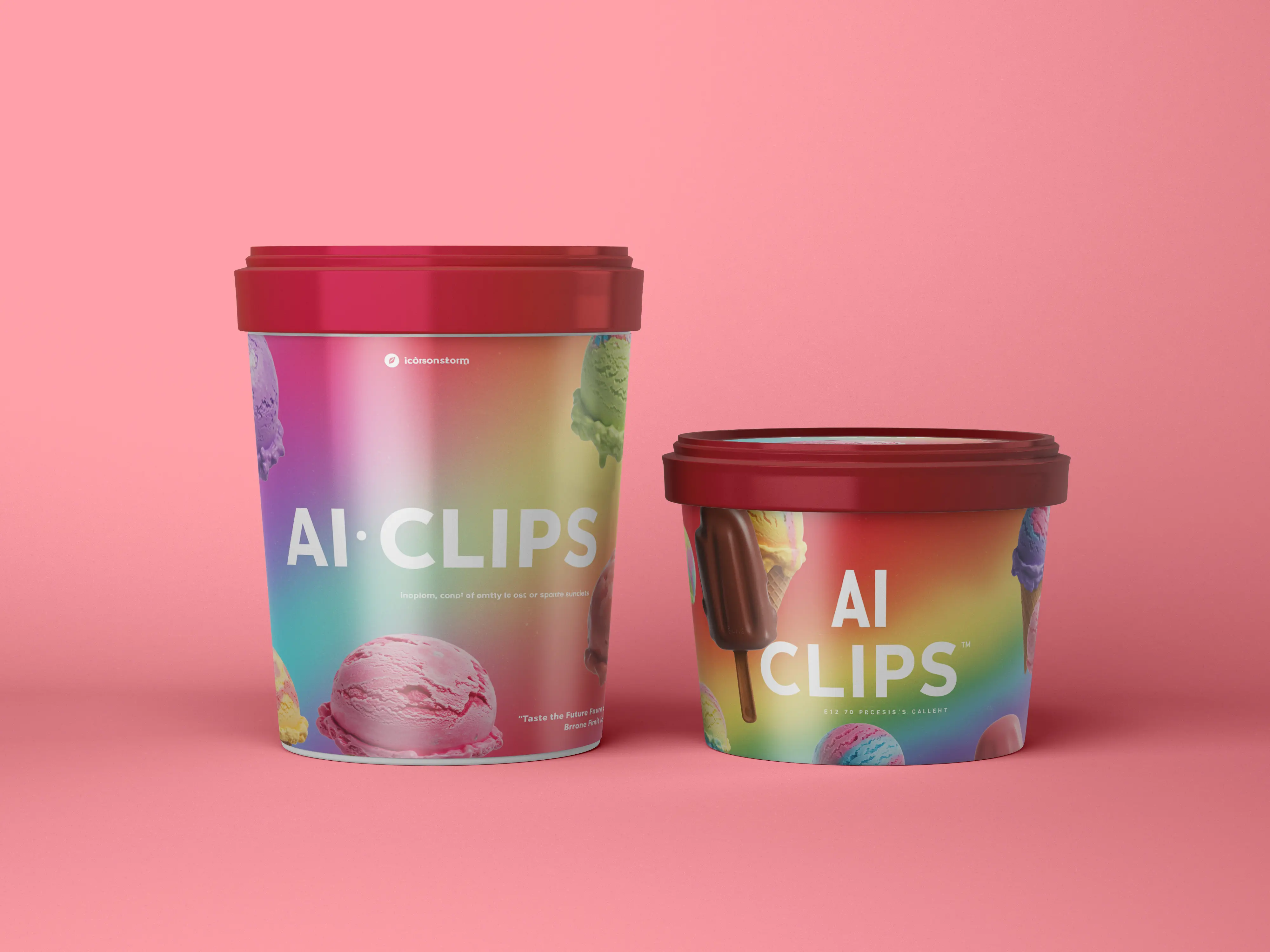 Ice Cream Tub Mockup  Rainbow Design