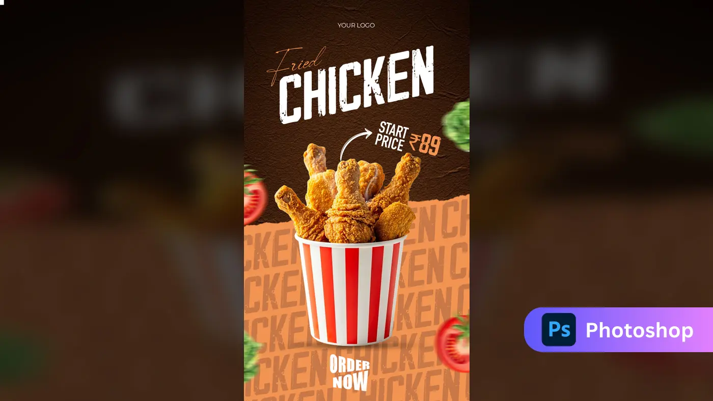 Crispy Fried Chicken Bucket Promo Template