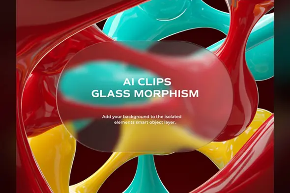 Glass Morphism Mockup with Bold Abstract Background