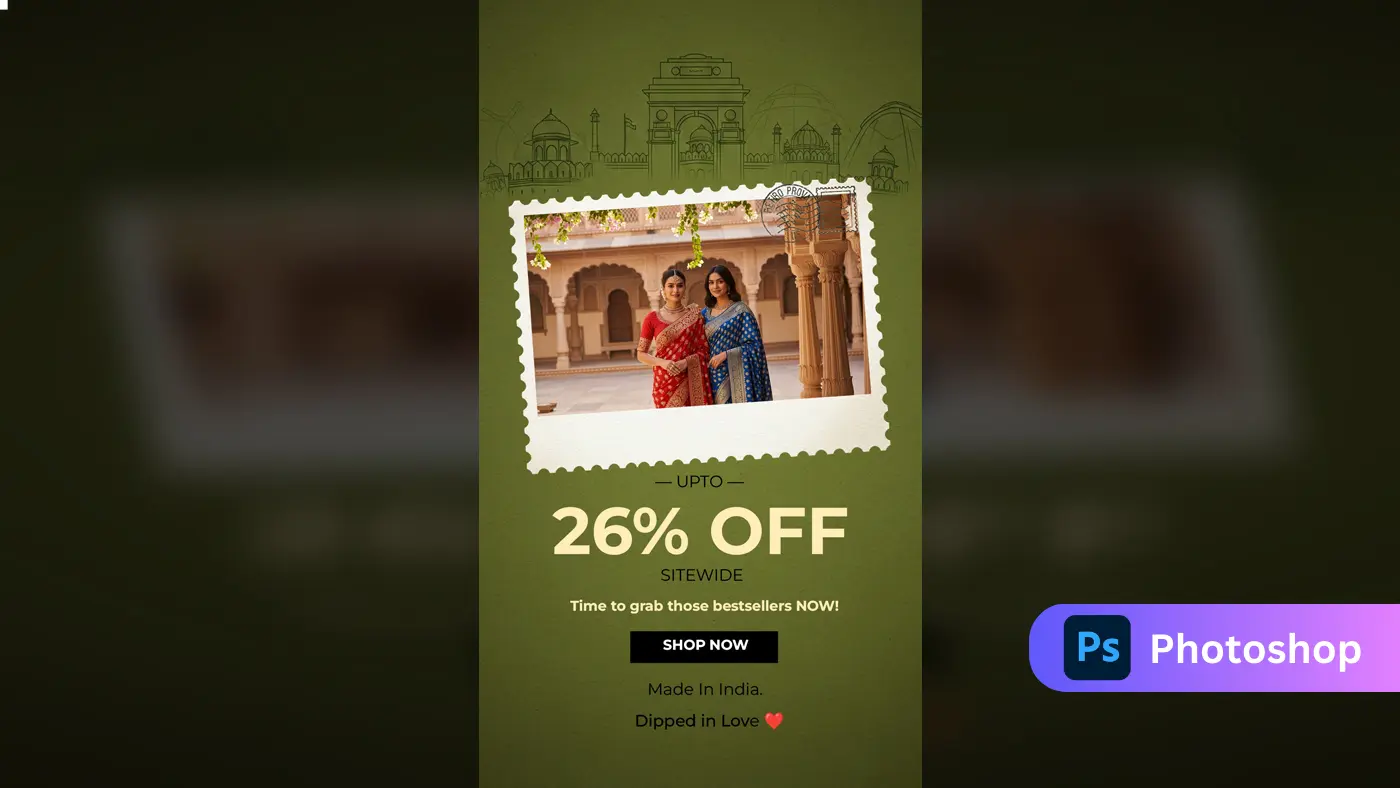 Elegant Indian Saree Sale Ad Template