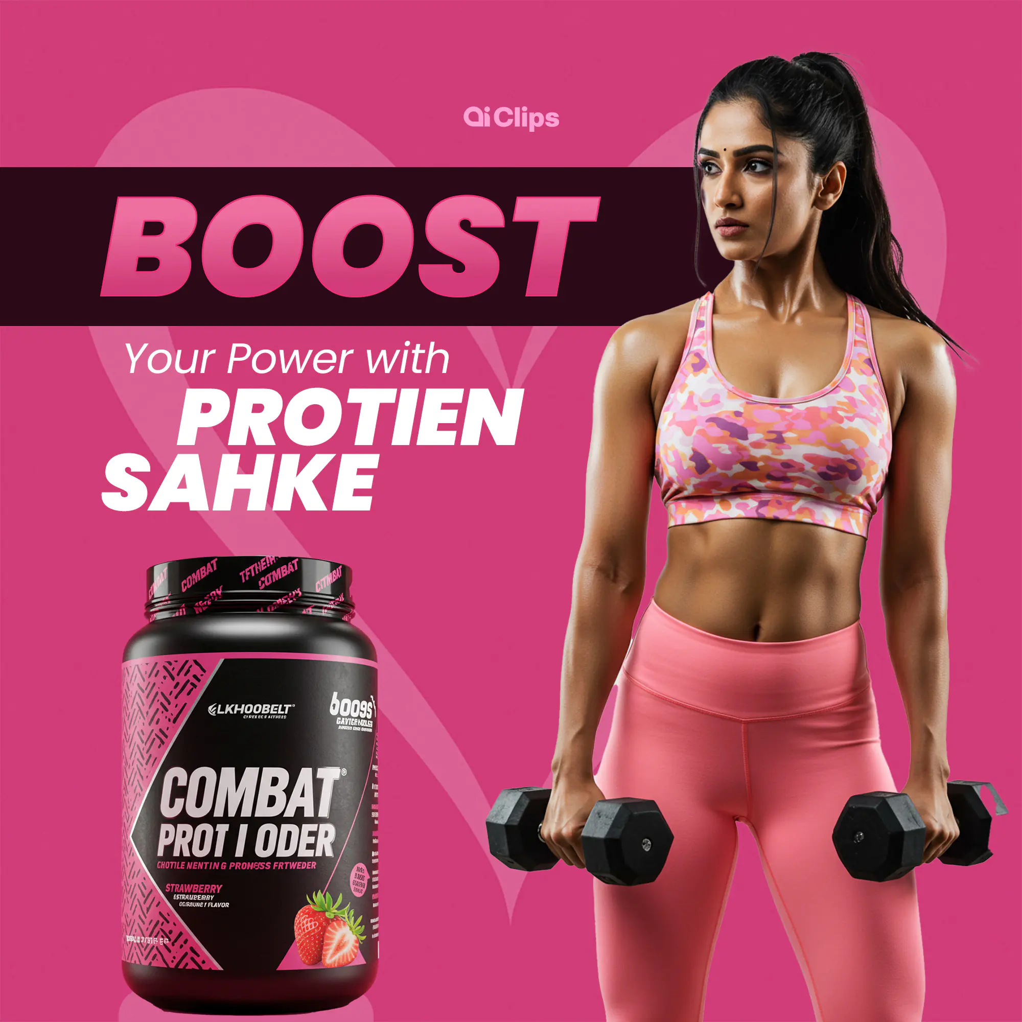 Enhanced Protein Shake Fitness Ad Template