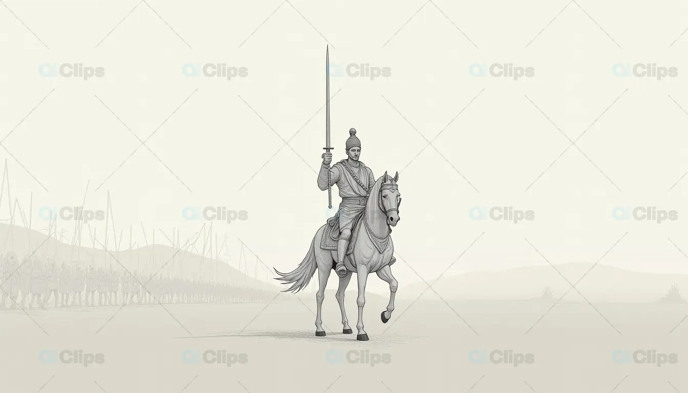 Warrior on Horseback Leading an Army