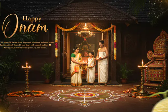 Happy Onam Festival template Traditional Kerala Onam Rituals
