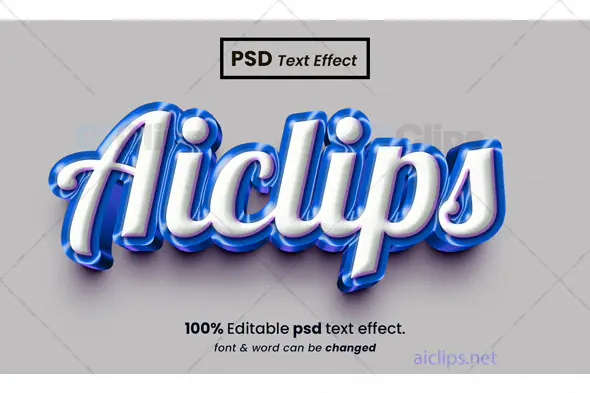 Glossy Blue Script Text Effect PSD