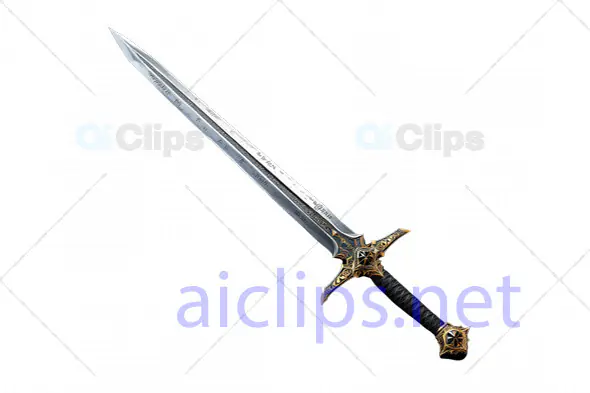 Ornate Medieval Fantasy Sword with Gold Detailing 3D Model