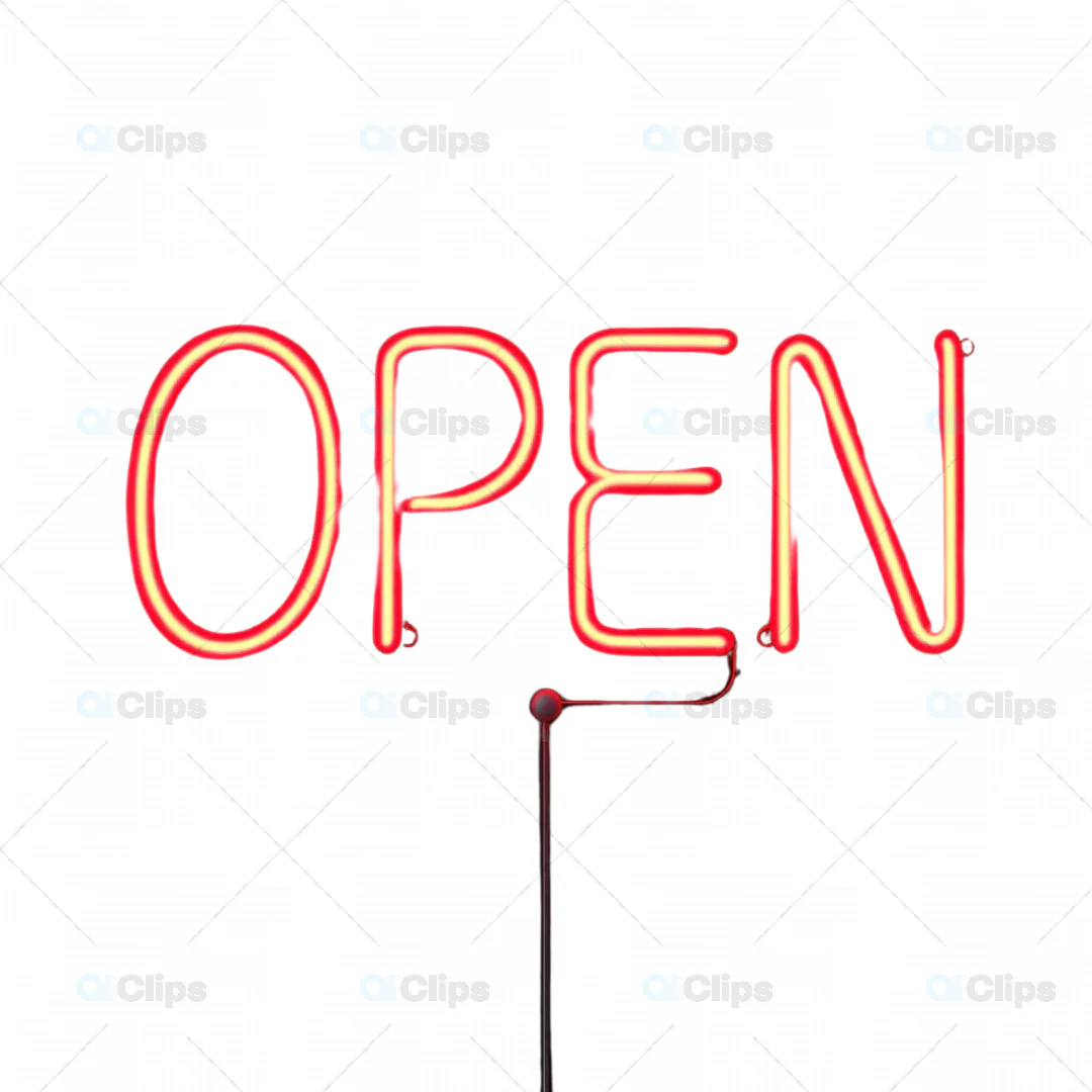 Neon "Open" Sign - 3D Illustration