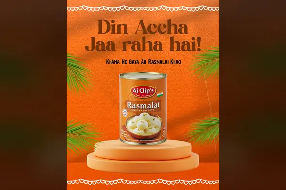 Ai Clips Rasmalai Template Editable Marketing Design for Indian Sweets