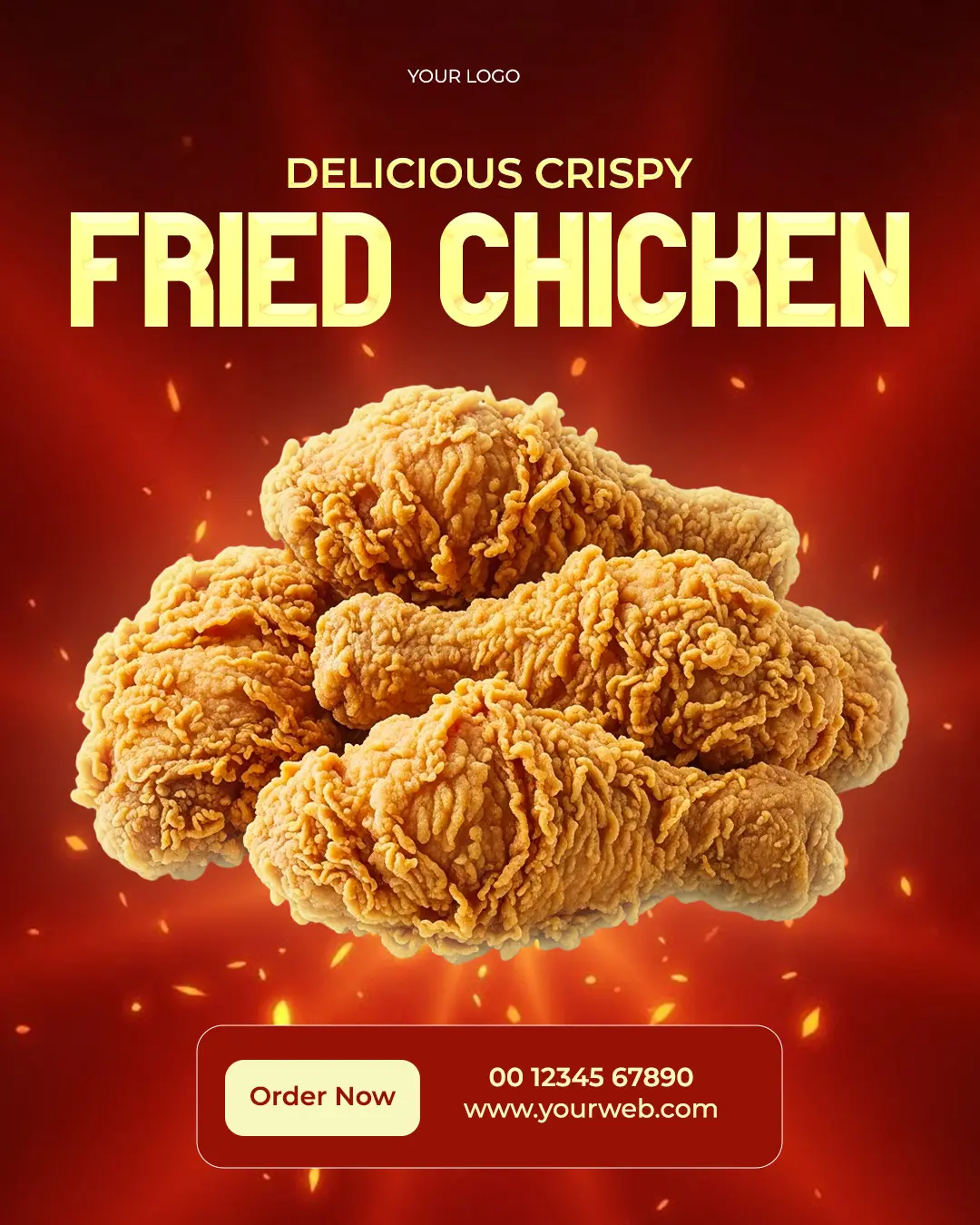 Spicy Fried Chicken Restaurant Advertisement Template