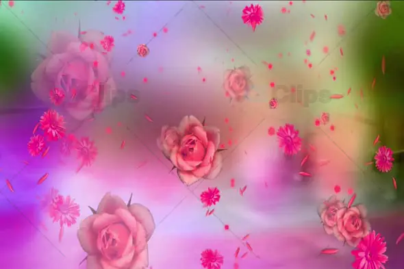 Elegant Floral Fantasy with Pink Roses and Petals