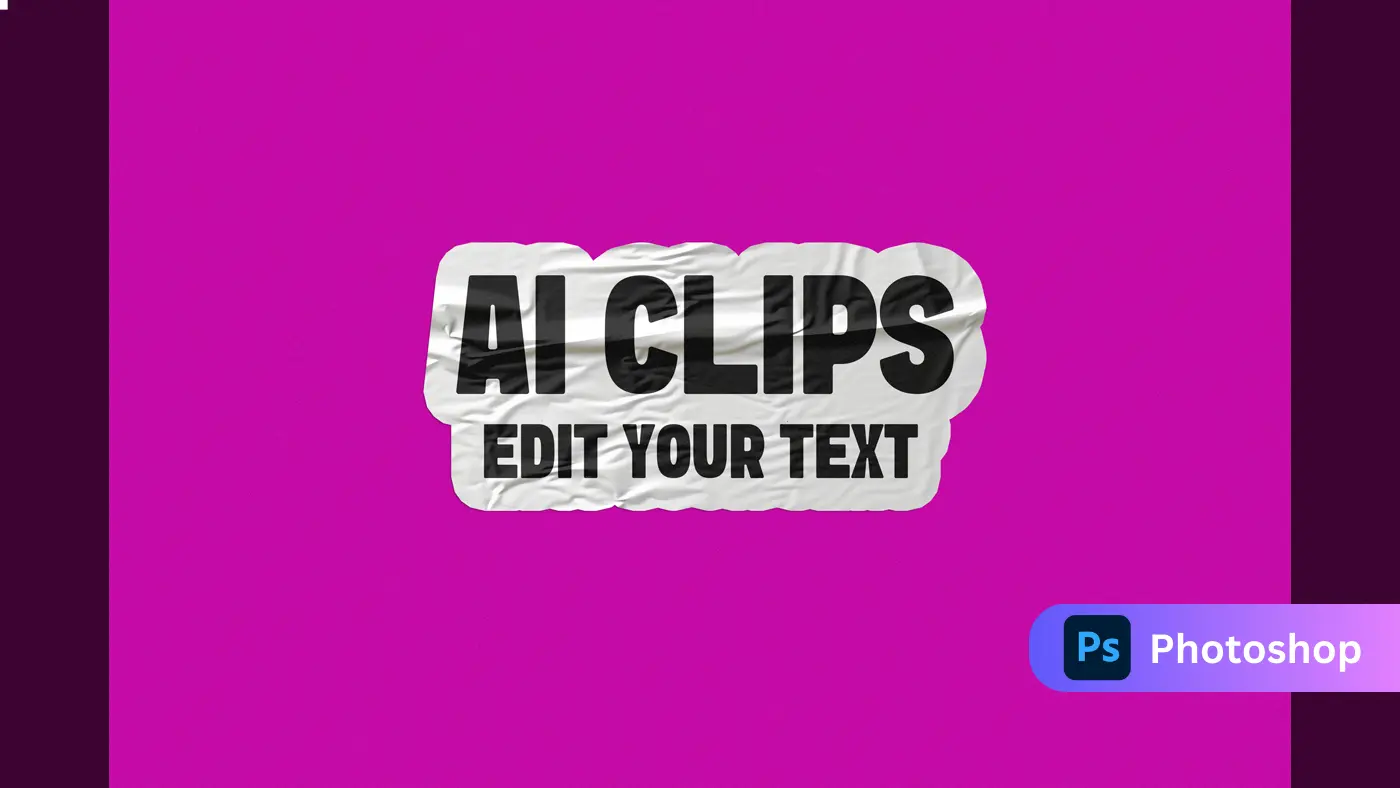 Crumpled Sticker Text Mockup
