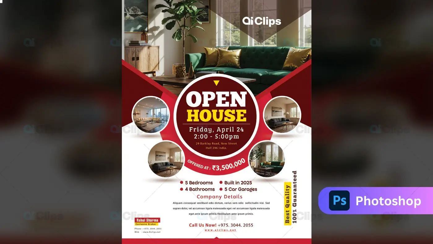 Modern Open House Real Estate Promotional Template