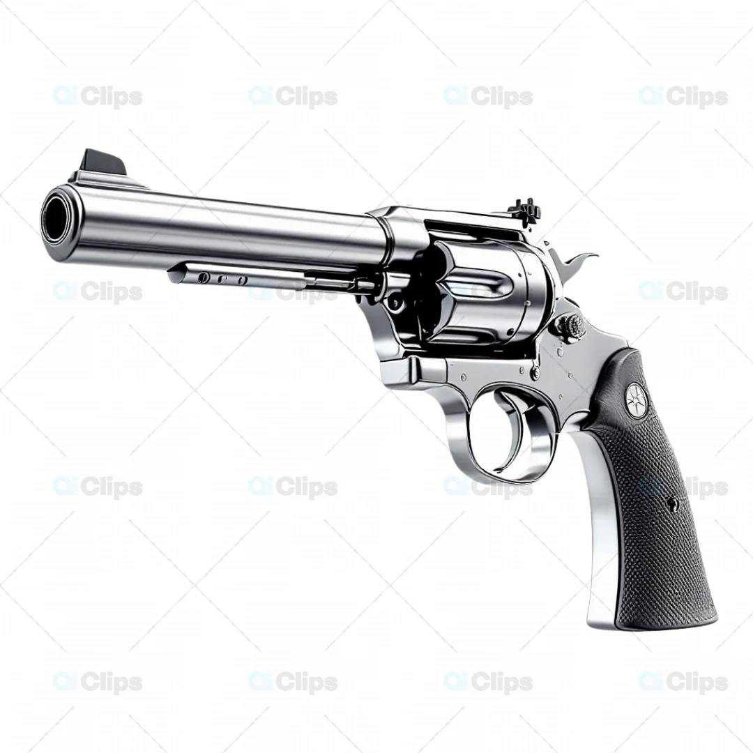 Sleek 3D Chrome Revolver Model - High-Detail Handgun