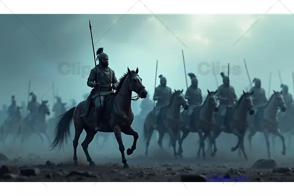 Medieval Cavalry Charge – Warriors on Horseback in Battle Formation