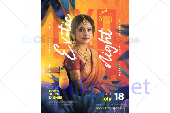 Exotic Night Party Flyer PSD Template