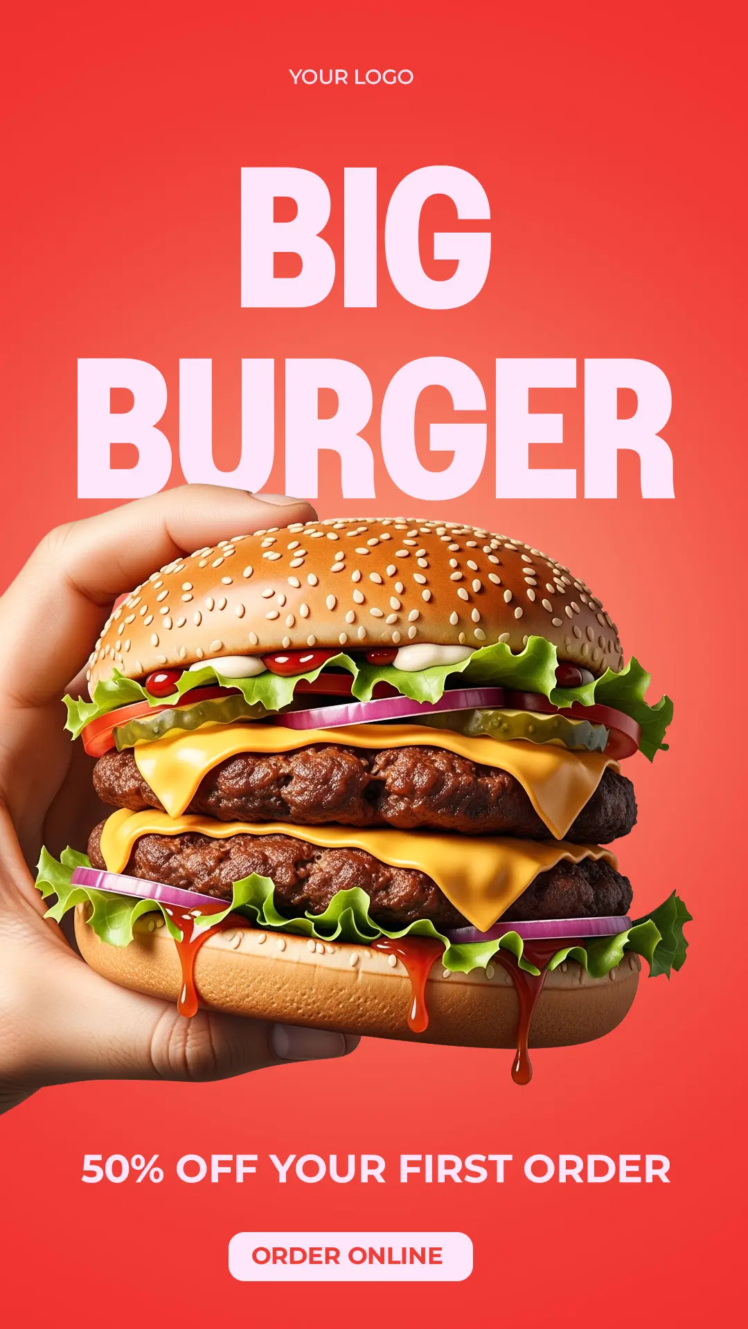 Juicy Double Burger Ad Template