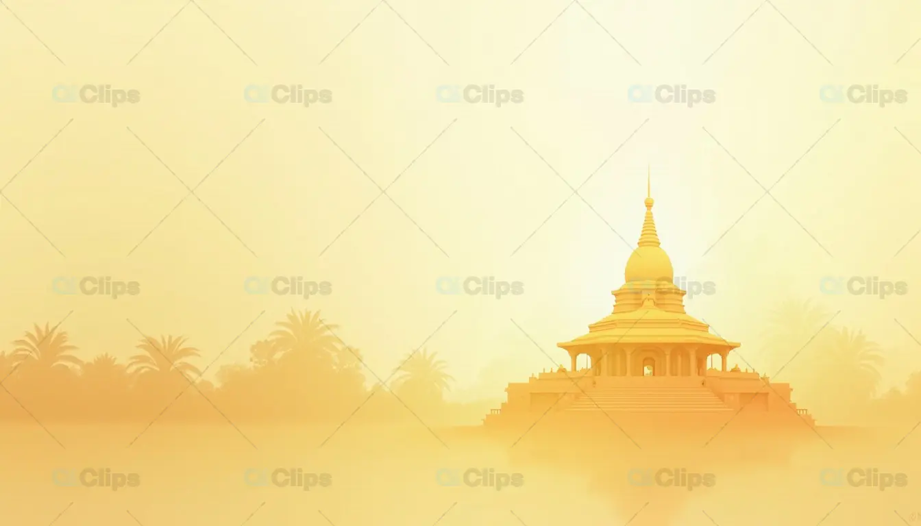 Golden Temple in Hazy Sunrise