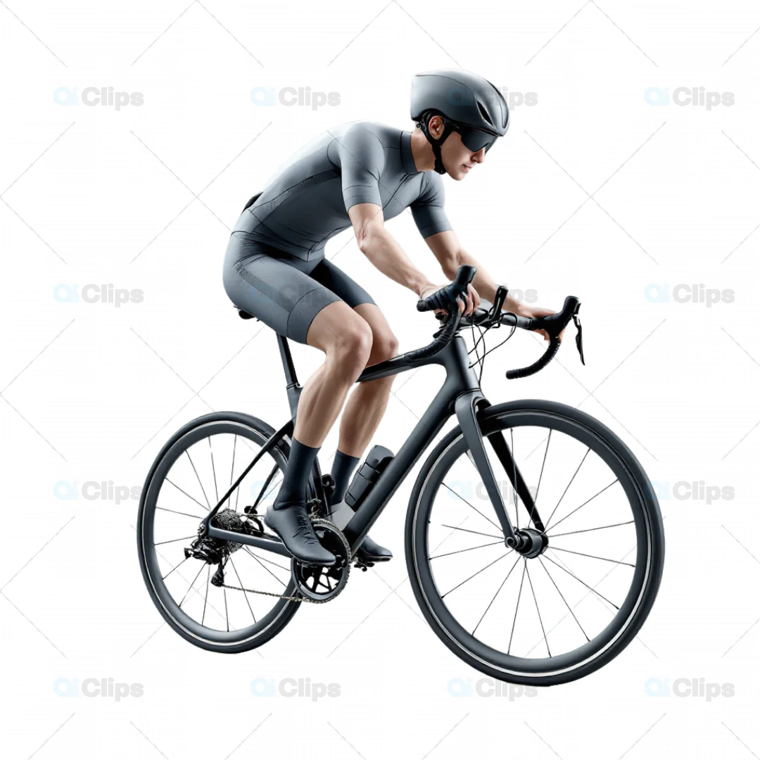 Realistic 3D Model of Professional Cyclist on Road Bike