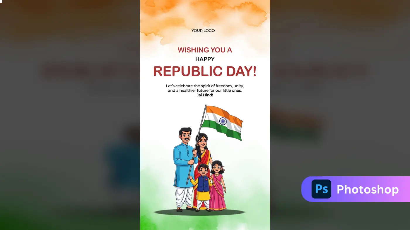 Patriotic Family Republic Day Greeting Template