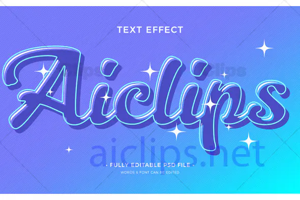 Sparkling Blue Text Effect PSD