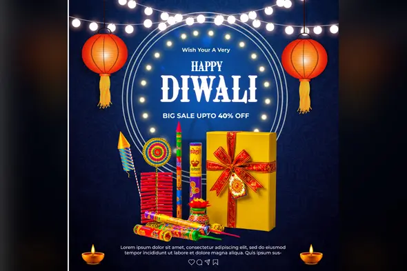 Festive Diwali Discount Poster Template