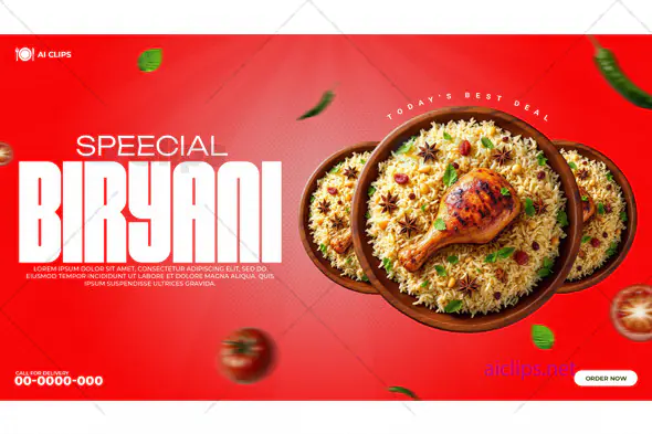 Special Biryani Promotional Banner PSD Template