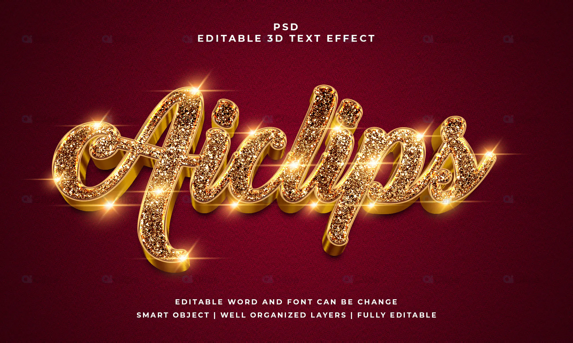 Glitter Gold Text Effect PSD