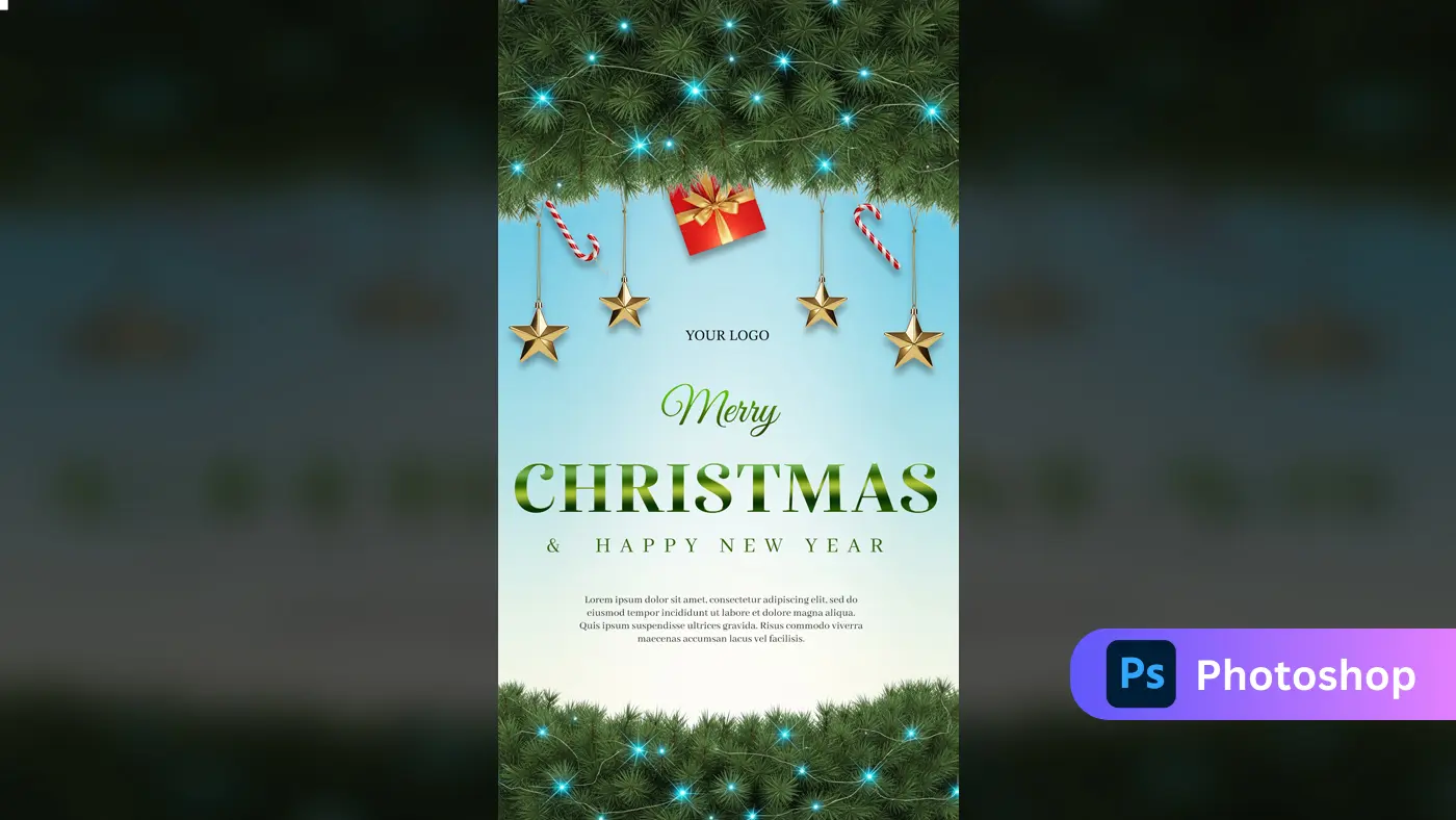 Festive Pine Holiday Card Template