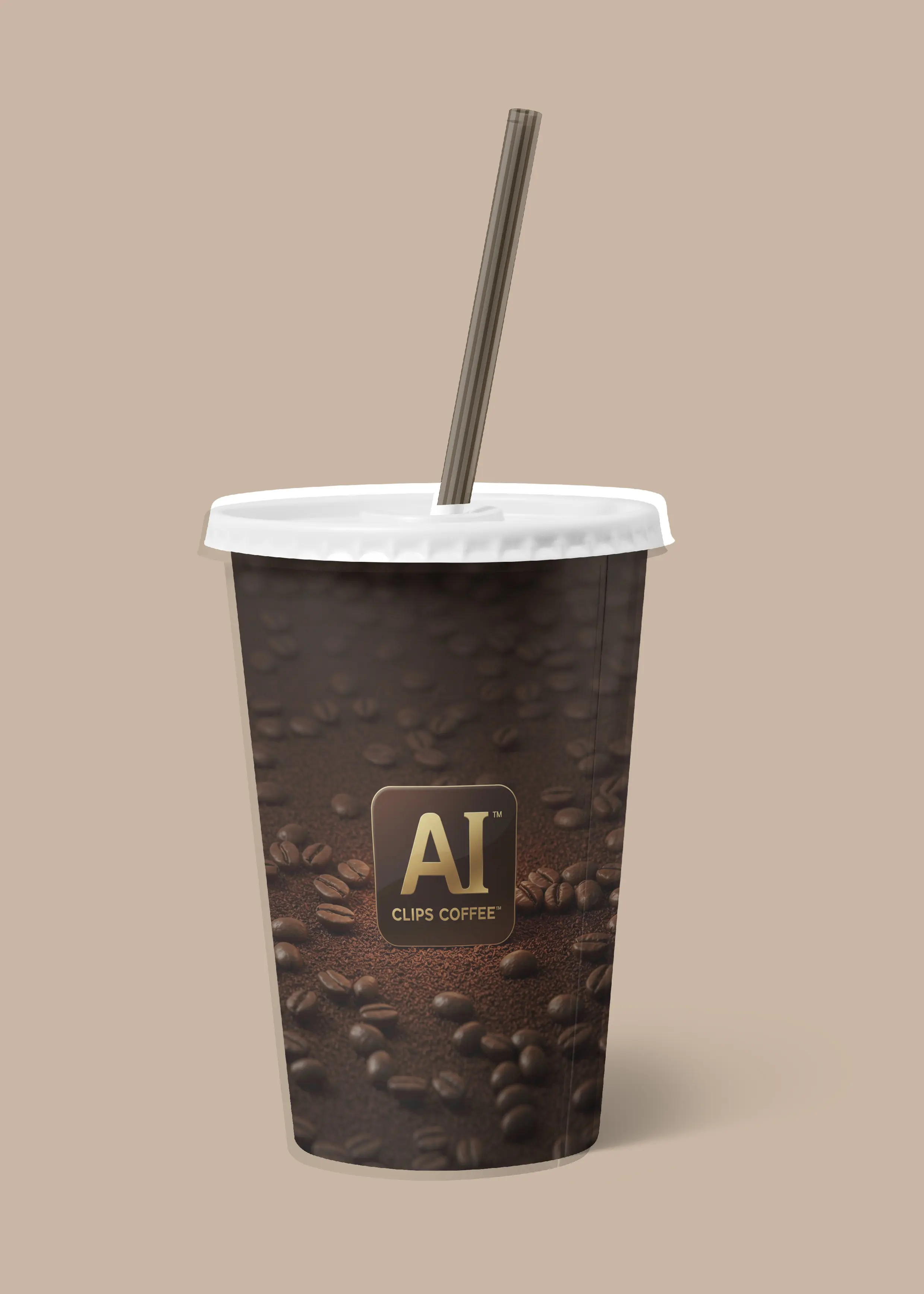 Coffee Takeaway Cup Mockup with Bean Texture