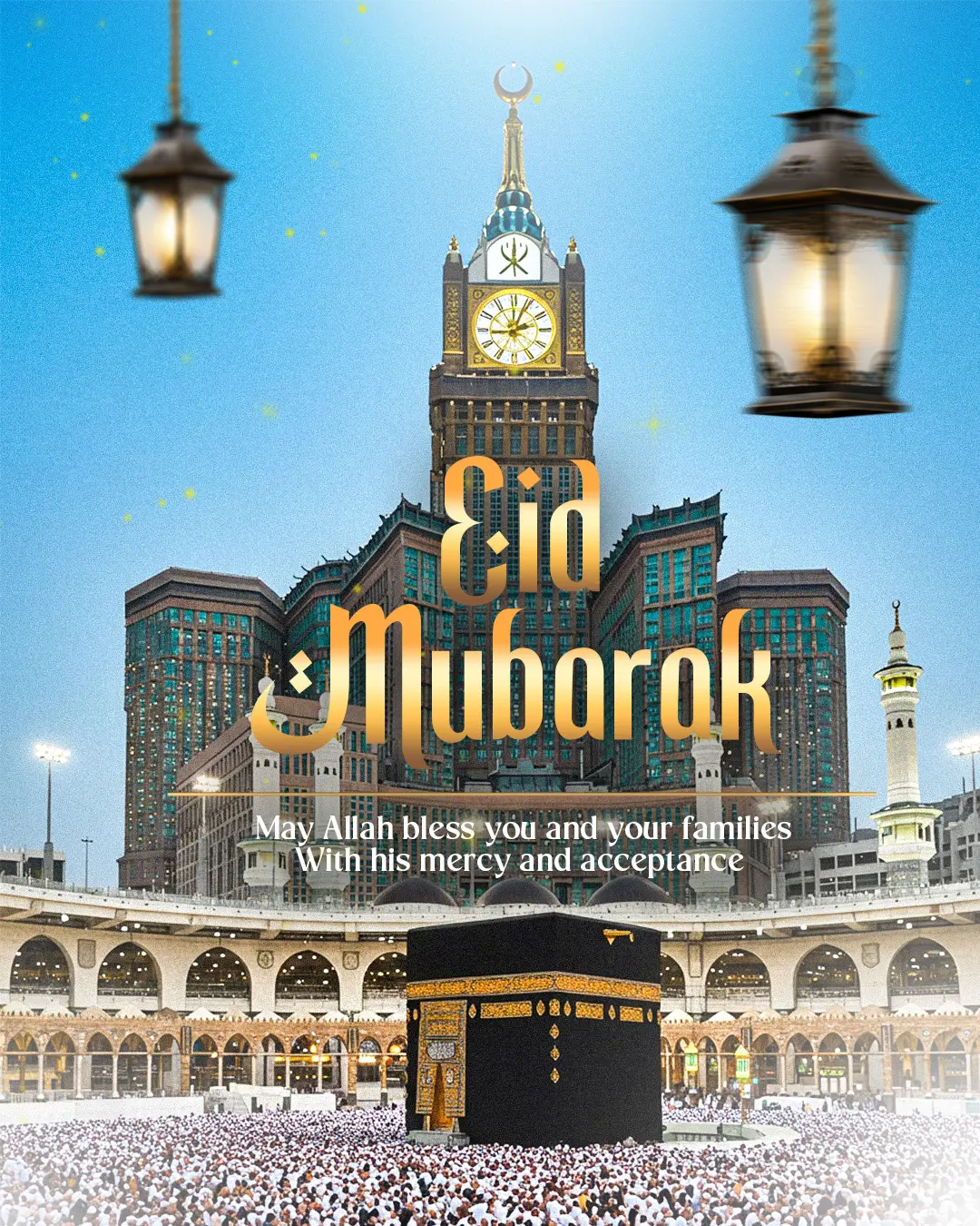 Eid Mubarak Template with Mecca