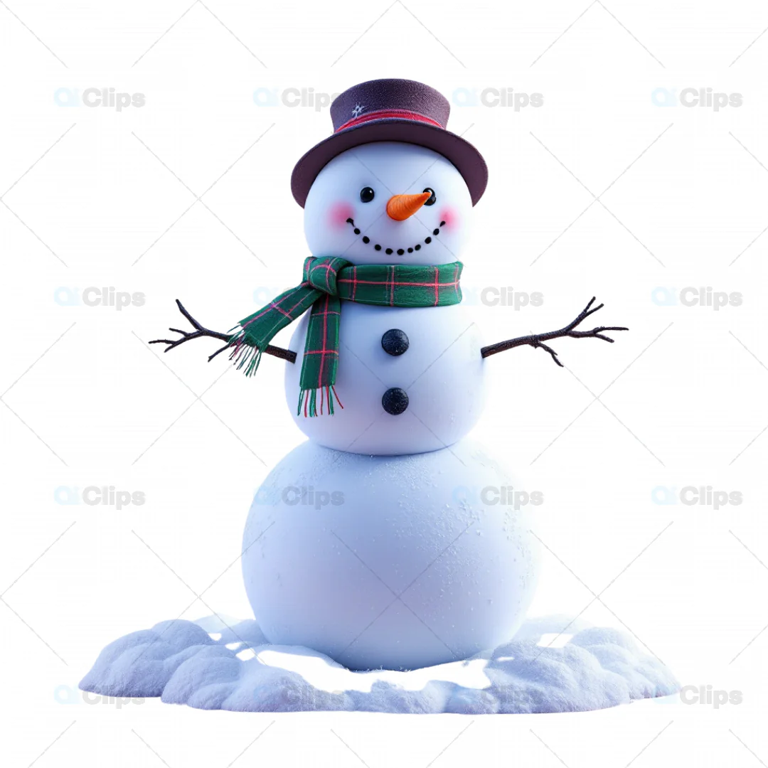 Jolly Cartoon Snowman 3D Model