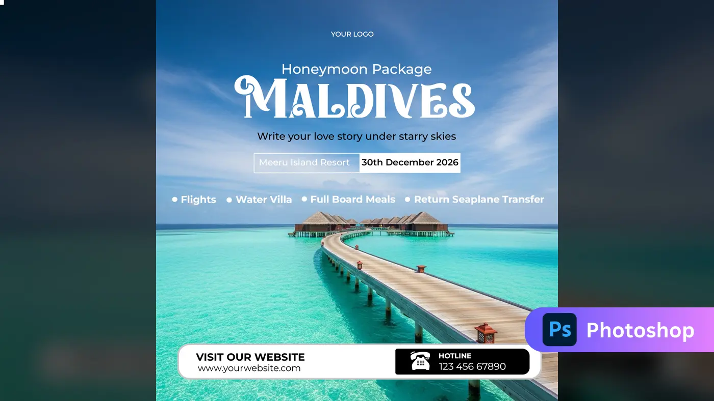 Maldives Resort Holiday Ad Template